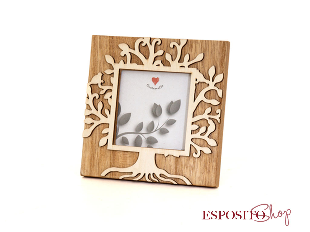 Portafoto in legno quadrato decoro albero della vita Cuorematto D6653