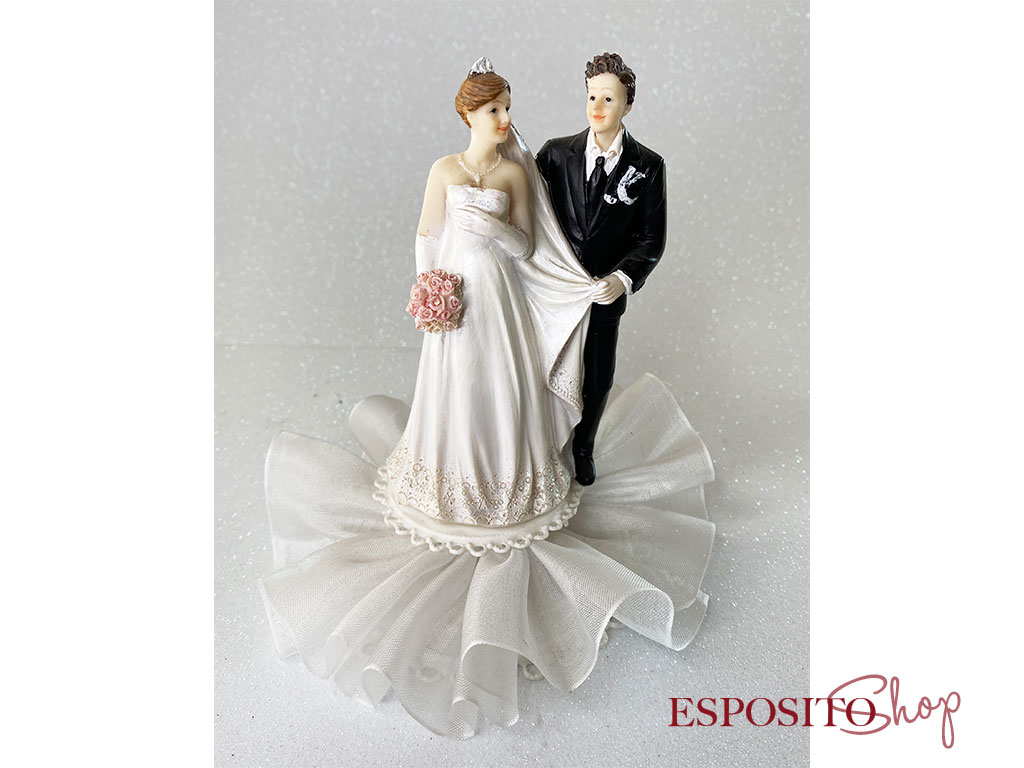 Cake Topper Sposi con Bouquet di rose CT015