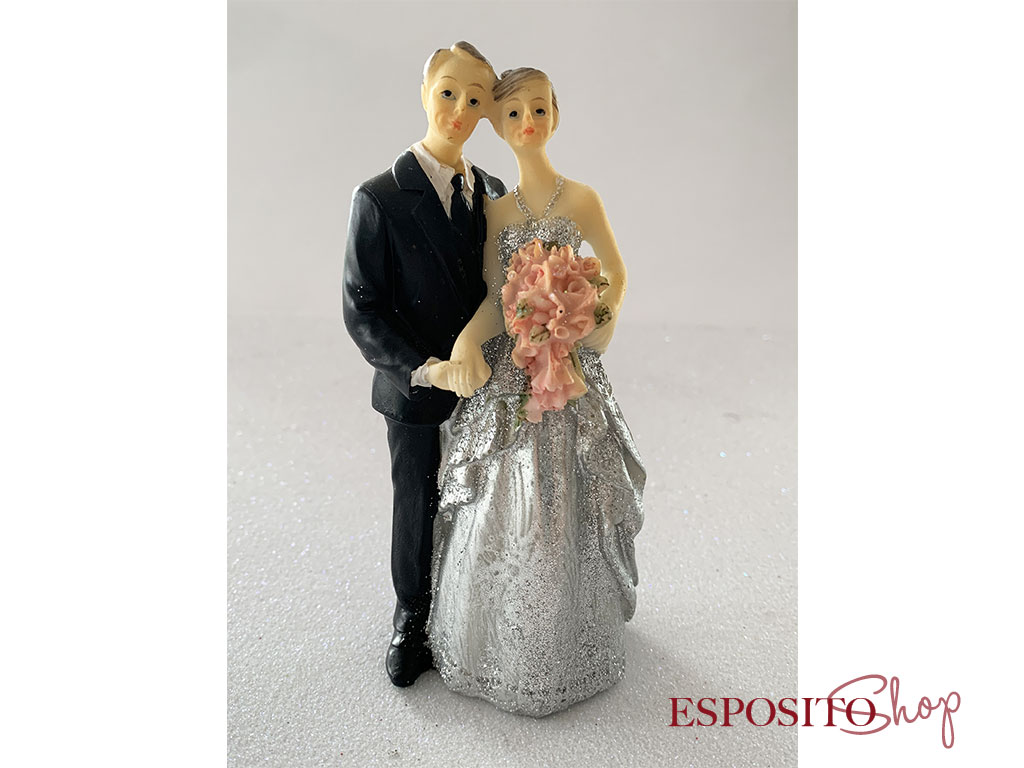 Cake Topper Nozze d'Argento 25 esimo 25 anni sposa bouquet rosa ct036